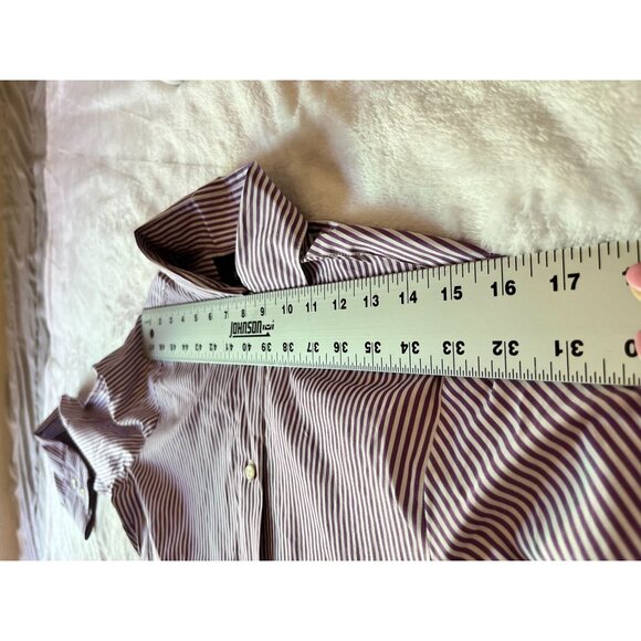 Faconnable Womens Purple White Striped Long-Sleeve Button-Down Shirt Size 4 - Picture 4 of 9